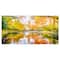 Designart - Bright Fall Forest with River - Large landscape Canvas Art Print